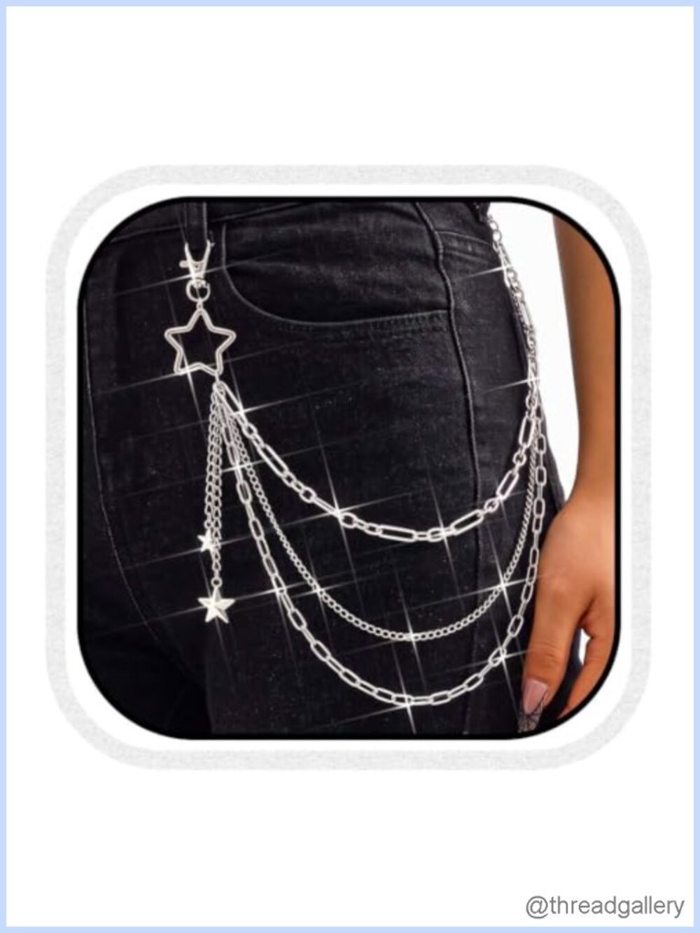 Silver Alloy Star Pants Chain Layered Hip Jean Wallet Chain